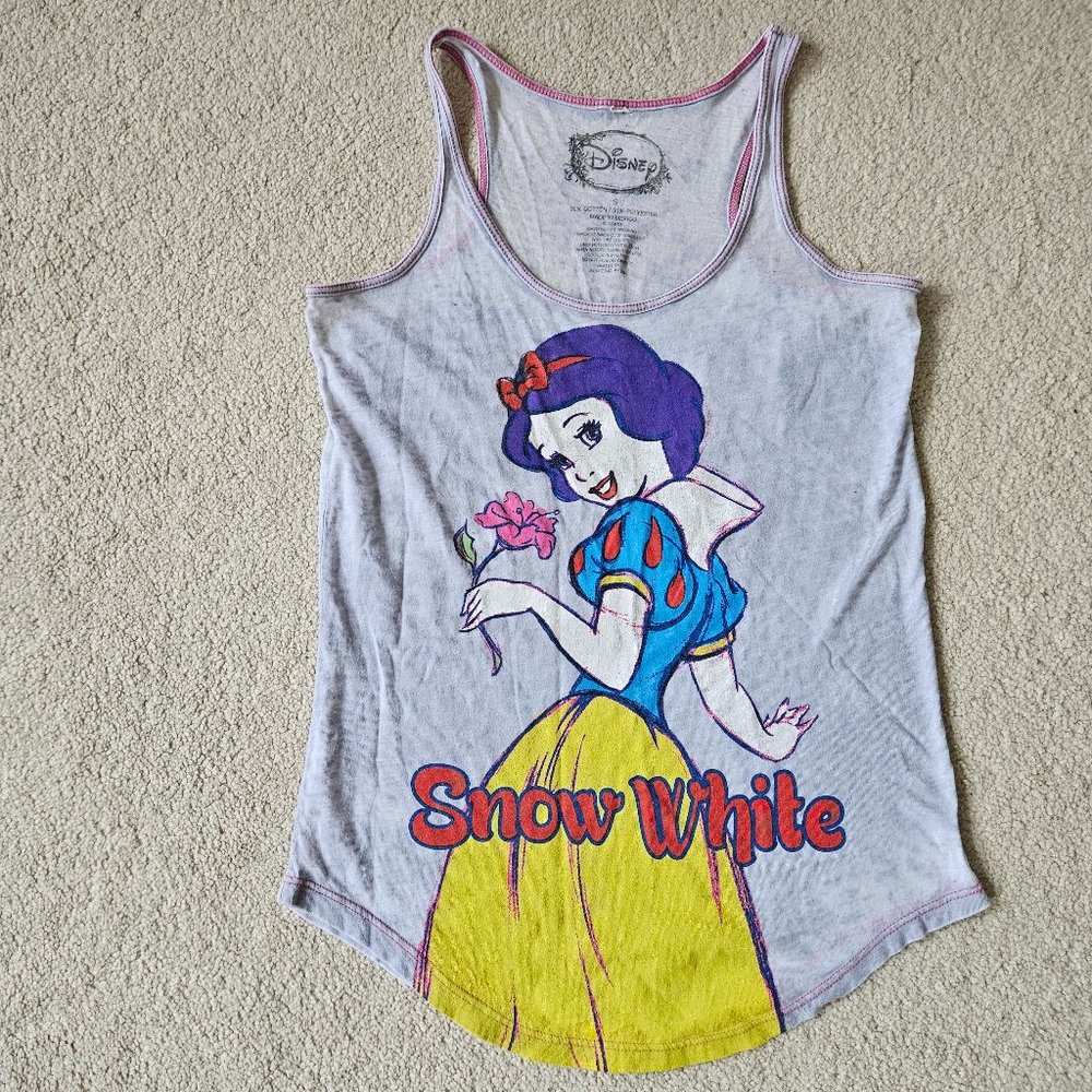 Distressed Snow White racerback tank